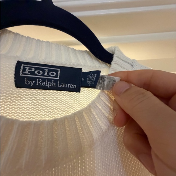 Ralph Lauren Cream Crewneck Sweater with Pink Bear Intarsia - Picture 3 of 6